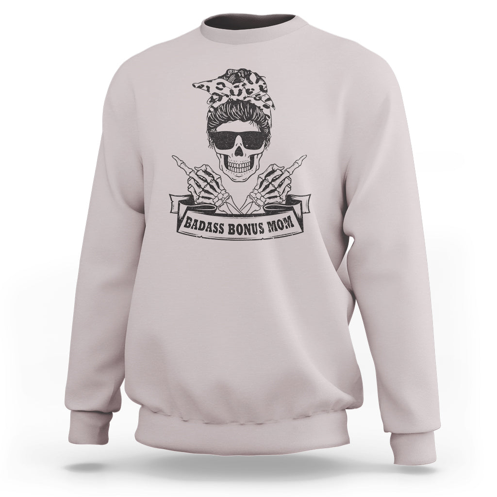 Funny Stepmom Sweatshirt Badass Bonus Mom TS02 Ice Gray Printyourwear