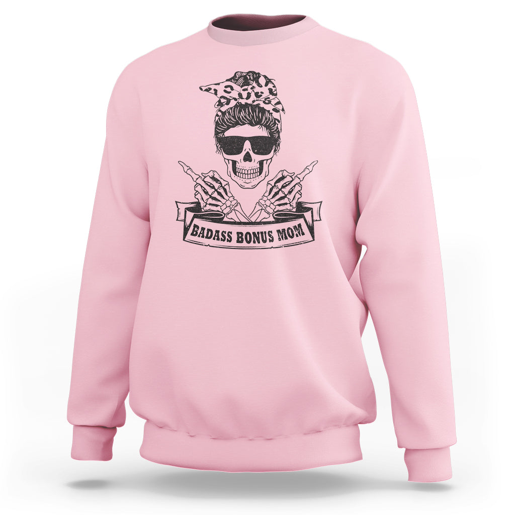 Funny Stepmom Sweatshirt Badass Bonus Mom TS02 Light Pink Printyourwear