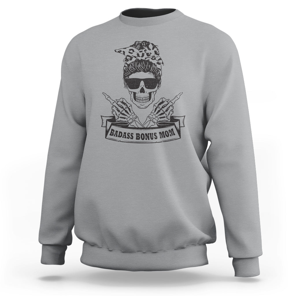 Funny Stepmom Sweatshirt Badass Bonus Mom TS02 Sport Gray Printyourwear