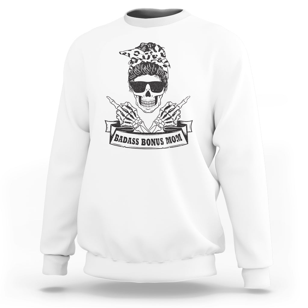 Funny Stepmom Sweatshirt Badass Bonus Mom TS02 White Printyourwear