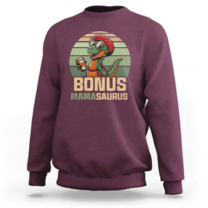 Funny Dinosaur Stepmom Sweatshirt Bonus Mamasaurus Mom Mother's Day TS02 Maroon Printyourwear