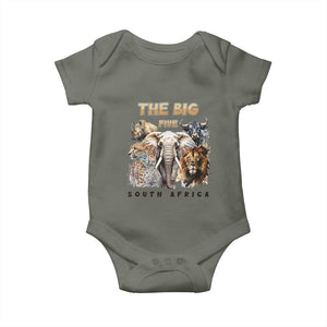 The Big Five South Africa Baby Onesie Elephant Lion Rhino Buffalo Leopard Animals Safari Wildlife TS02 Military Green Print Your Wear