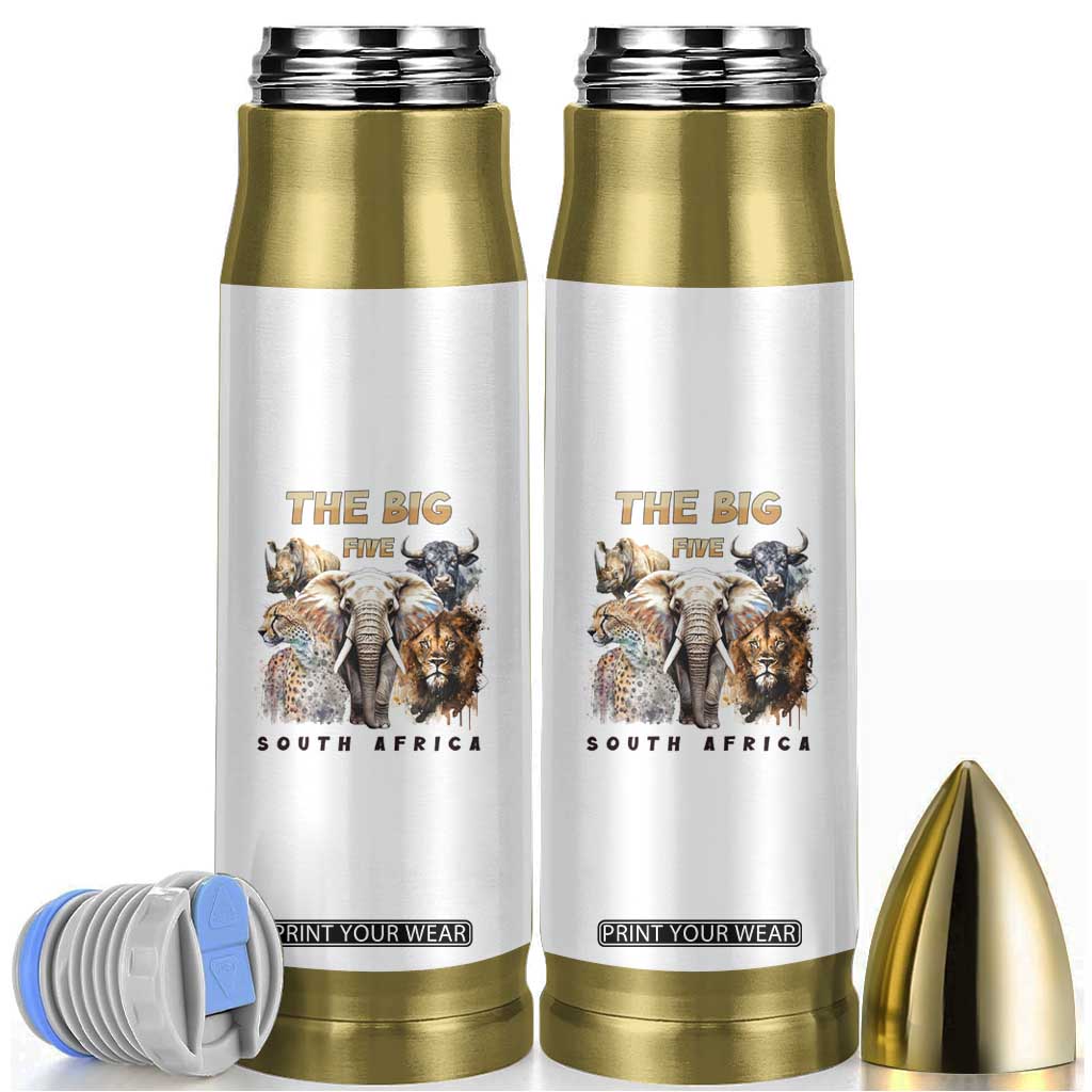 The Big Five South Africa Bullet Tumbler Elephant Lion Rhino Buffalo Leopard Animals Safari Wildlife TS02 White Print Your Wear