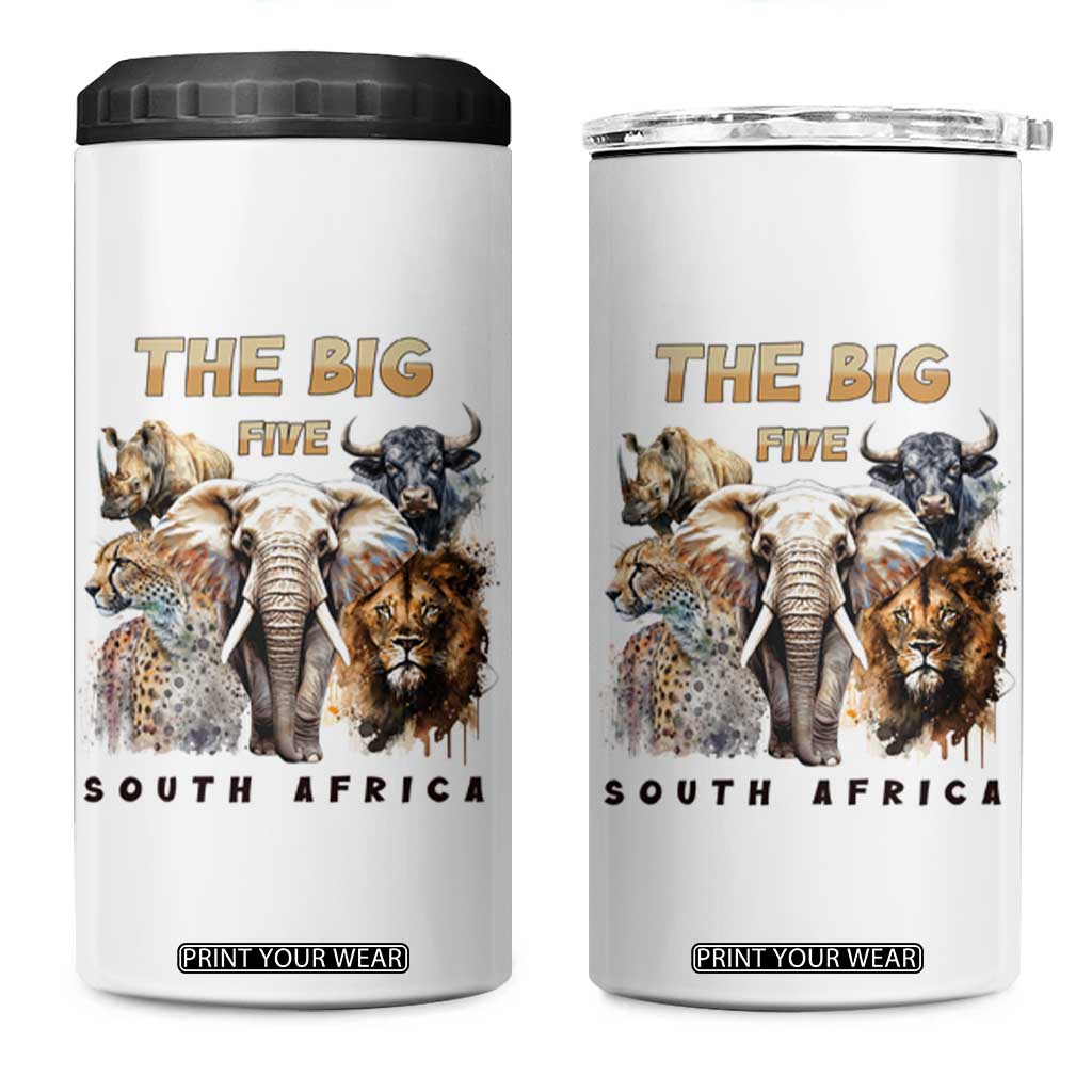 The Big Five South Africa 4 in 1 Can Cooler Tumbler Elephant Lion Rhino Buffalo Leopard Animals Safari Wildlife TS02 One Size: 16 oz White Print Your Wear