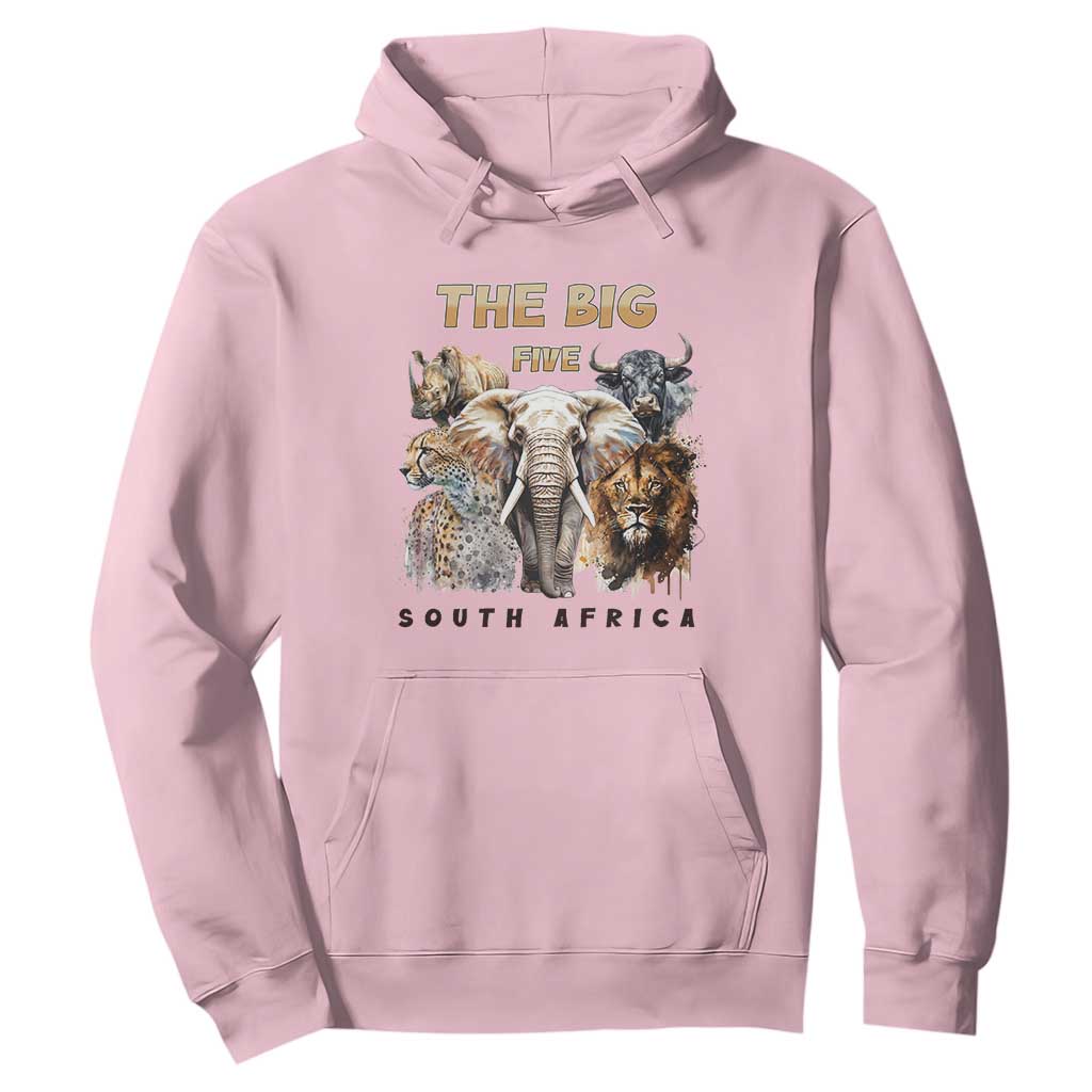 The Big Five South Africa Hoodie Elephant Lion Rhino Buffalo Leopard Animals Safari Wildlife TS02 Light Pink Print Your Wear