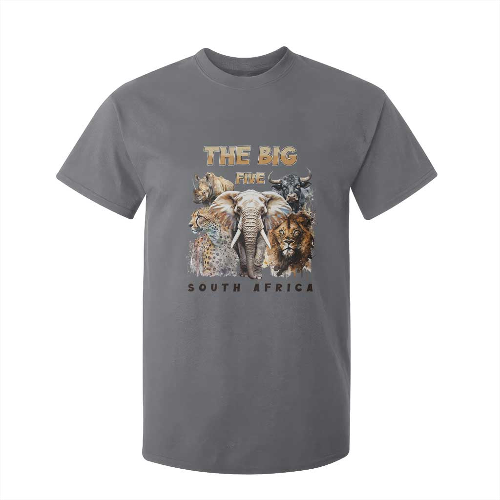 The Big Five South Africa T Shirt For Kid Elephant Lion Rhino Buffalo Leopard Animals Safari Wildlife TS02 Charcoal Print Your Wear