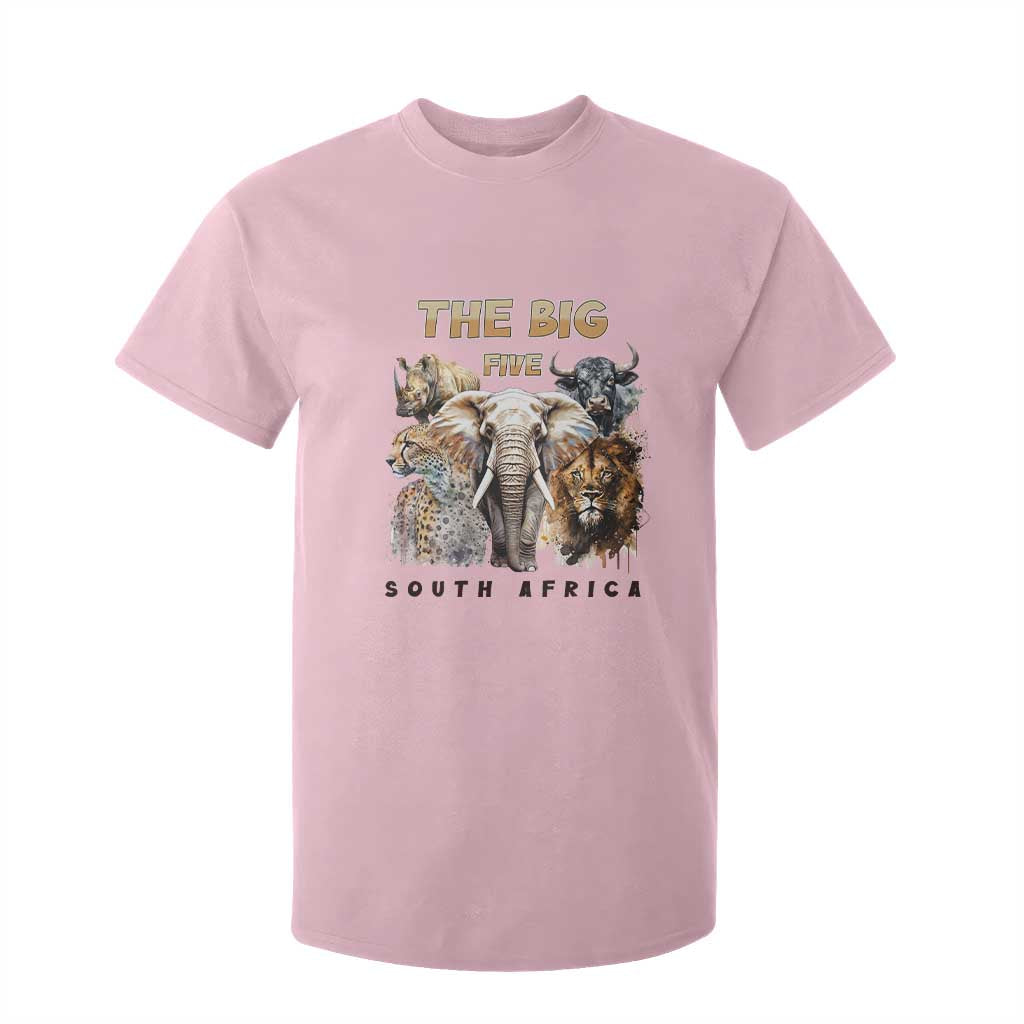 The Big Five South Africa T Shirt For Kid Elephant Lion Rhino Buffalo Leopard Animals Safari Wildlife TS02 Light Pink Print Your Wear
