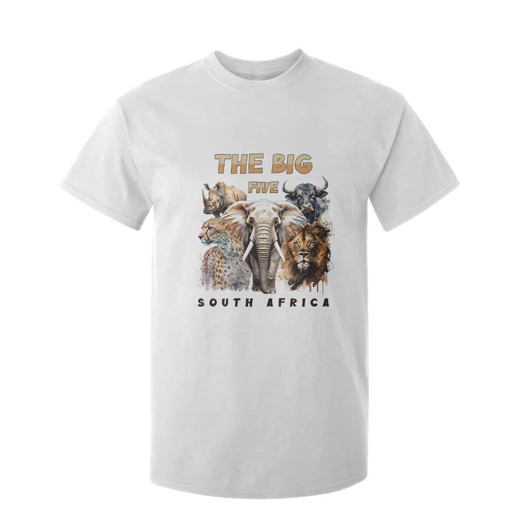The Big Five South Africa T Shirt For Kid Elephant Lion Rhino Buffalo Leopard Animals Safari Wildlife TS02 White Print Your Wear
