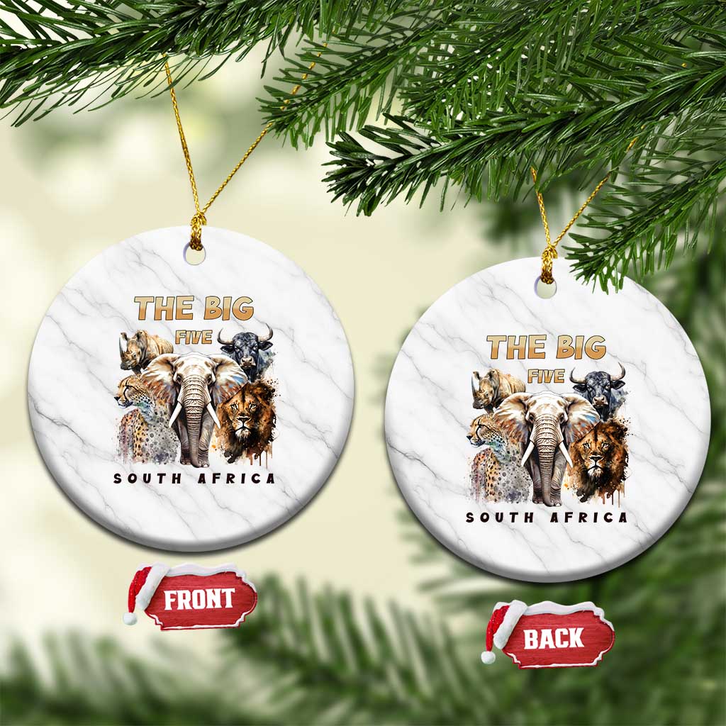 The Big Five South Africa Ceramic Ornament Elephant Lion Rhino Buffalo Leopard Animals Safari Wildlife TS02 1pc White Marble Print Your Wear