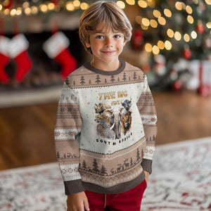 The Big Five South Africa Ugly Christmas Sweater Elephant Lion Rhino Buffalo Leopard Animals Safari Wildlife TS02 Mocha Mousse Print Your Wear