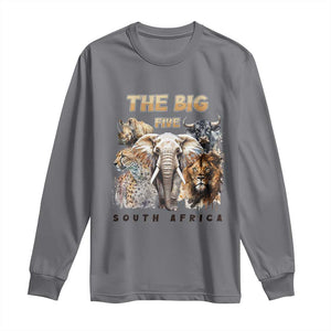 The Big Five South Africa Long Sleeve Shirt Elephant Lion Rhino Buffalo Leopard Animals Safari Wildlife TS02 Charcoal Print Your Wear