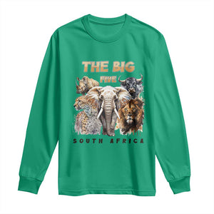 The Big Five South Africa Long Sleeve Shirt Elephant Lion Rhino Buffalo Leopard Animals Safari Wildlife TS02 Irish Green Print Your Wear