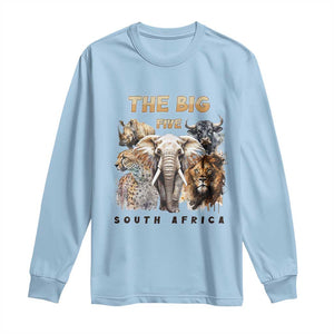 The Big Five South Africa Long Sleeve Shirt Elephant Lion Rhino Buffalo Leopard Animals Safari Wildlife TS02 Light Blue Print Your Wear