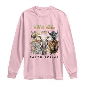 The Big Five South Africa Long Sleeve Shirt Elephant Lion Rhino Buffalo Leopard Animals Safari Wildlife TS02 Light Pink Print Your Wear