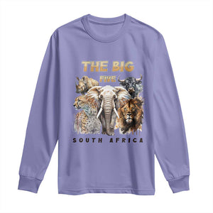 The Big Five South Africa Long Sleeve Shirt Elephant Lion Rhino Buffalo Leopard Animals Safari Wildlife TS02 Violet Print Your Wear