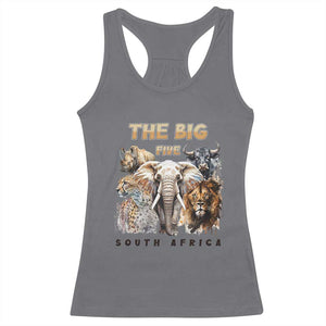 The Big Five South Africa Racerback Tank Top Elephant Lion Rhino Buffalo Leopard Animals Safari Wildlife TS02 Charcoal Print Your Wear