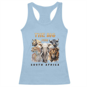 The Big Five South Africa Racerback Tank Top Elephant Lion Rhino Buffalo Leopard Animals Safari Wildlife TS02 Light Blue Print Your Wear