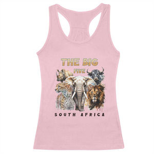 The Big Five South Africa Racerback Tank Top Elephant Lion Rhino Buffalo Leopard Animals Safari Wildlife TS02 Light Pink Print Your Wear