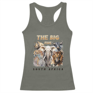 The Big Five South Africa Racerback Tank Top Elephant Lion Rhino Buffalo Leopard Animals Safari Wildlife TS02 Military Green Print Your Wear