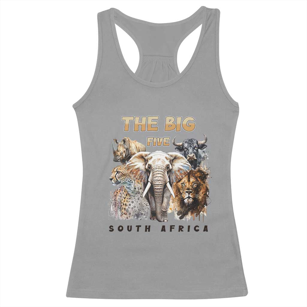 The Big Five South Africa Racerback Tank Top Elephant Lion Rhino Buffalo Leopard Animals Safari Wildlife TS02 Sport Gray Print Your Wear