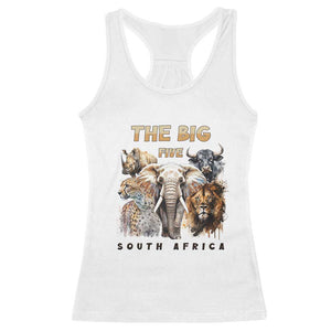 The Big Five South Africa Racerback Tank Top Elephant Lion Rhino Buffalo Leopard Animals Safari Wildlife TS02 White Print Your Wear