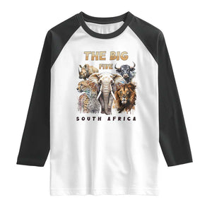 The Big Five South Africa Raglan Shirt Elephant Lion Rhino Buffalo Leopard Animals Safari Wildlife TS02 White Black Print Your Wear