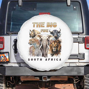 The Big Five South Africa Spare Tire Cover Elephant Lion Rhino Buffalo Leopard Animals Safari Wildlife TS02 No hole White Print Your Wear