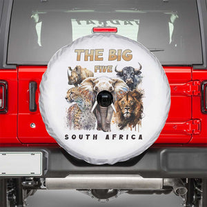 The Big Five South Africa Spare Tire Cover Elephant Lion Rhino Buffalo Leopard Animals Safari Wildlife TS02 White Print Your Wear