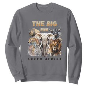 The Big Five South Africa Sweatshirt Elephant Lion Rhino Buffalo Leopard Animals Safari Wildlife TS02 Charcoal Print Your Wear