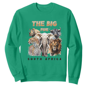 The Big Five South Africa Sweatshirt Elephant Lion Rhino Buffalo Leopard Animals Safari Wildlife TS02 Irish Green Print Your Wear