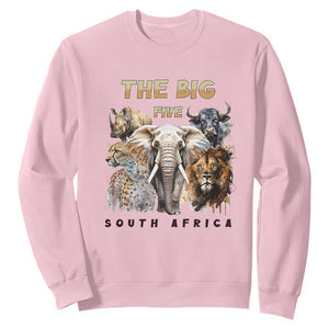 The Big Five South Africa Sweatshirt Elephant Lion Rhino Buffalo Leopard Animals Safari Wildlife TS02 Light Pink Print Your Wear