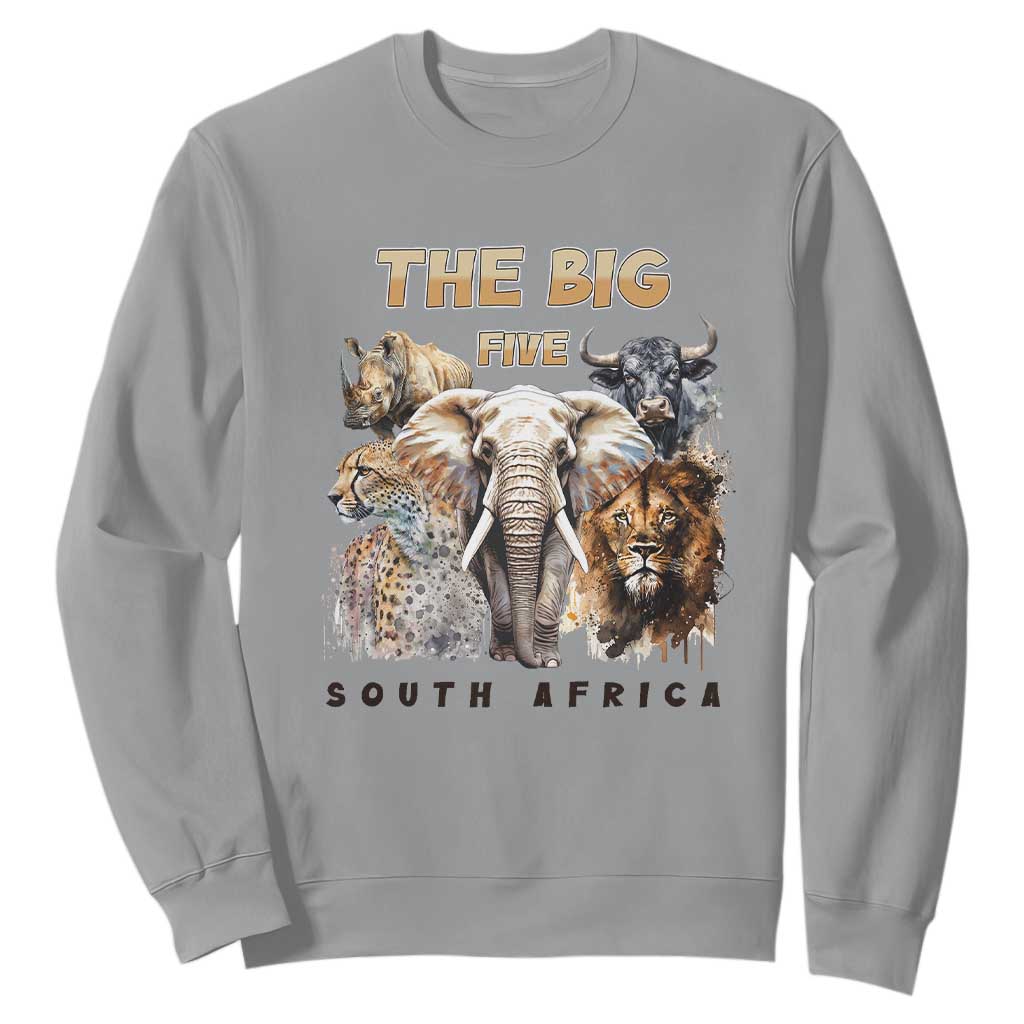 The Big Five South Africa Sweatshirt Elephant Lion Rhino Buffalo Leopard Animals Safari Wildlife TS02 Sport Gray Print Your Wear