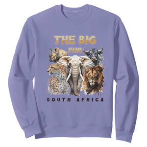 The Big Five South Africa Sweatshirt Elephant Lion Rhino Buffalo Leopard Animals Safari Wildlife TS02 Violet Print Your Wear