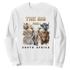 The Big Five South Africa Sweatshirt Elephant Lion Rhino Buffalo Leopard Animals Safari Wildlife TS02 White Print Your Wear