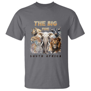 The Big Five South Africa T Shirt Elephant Lion Rhino Buffalo Leopard Animals Safari Wildlife TS02 Charcoal Print Your Wear