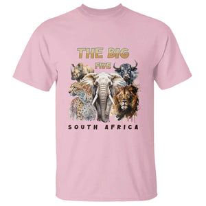 The Big Five South Africa T Shirt Elephant Lion Rhino Buffalo Leopard Animals Safari Wildlife TS02 Light Pink Print Your Wear