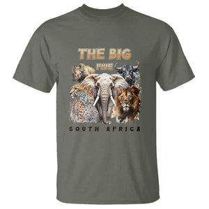 The Big Five South Africa T Shirt Elephant Lion Rhino Buffalo Leopard Animals Safari Wildlife TS02 Military Green Print Your Wear