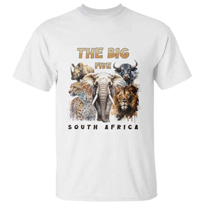 The Big Five South Africa T Shirt Elephant Lion Rhino Buffalo Leopard Animals Safari Wildlife TS02 White Print Your Wear