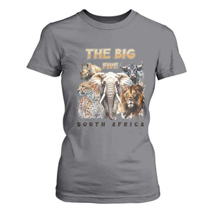 The Big Five South Africa T Shirt For Women Elephant Lion Rhino Buffalo Leopard Animals Safari Wildlife TS02 Charcoal Print Your Wear