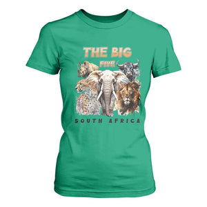 The Big Five South Africa T Shirt For Women Elephant Lion Rhino Buffalo Leopard Animals Safari Wildlife TS02 Irish Green Print Your Wear