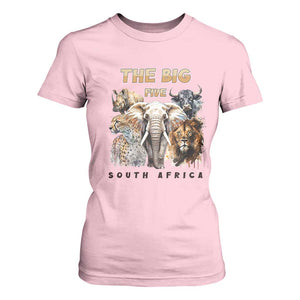 The Big Five South Africa T Shirt For Women Elephant Lion Rhino Buffalo Leopard Animals Safari Wildlife TS02 Light Pink Print Your Wear