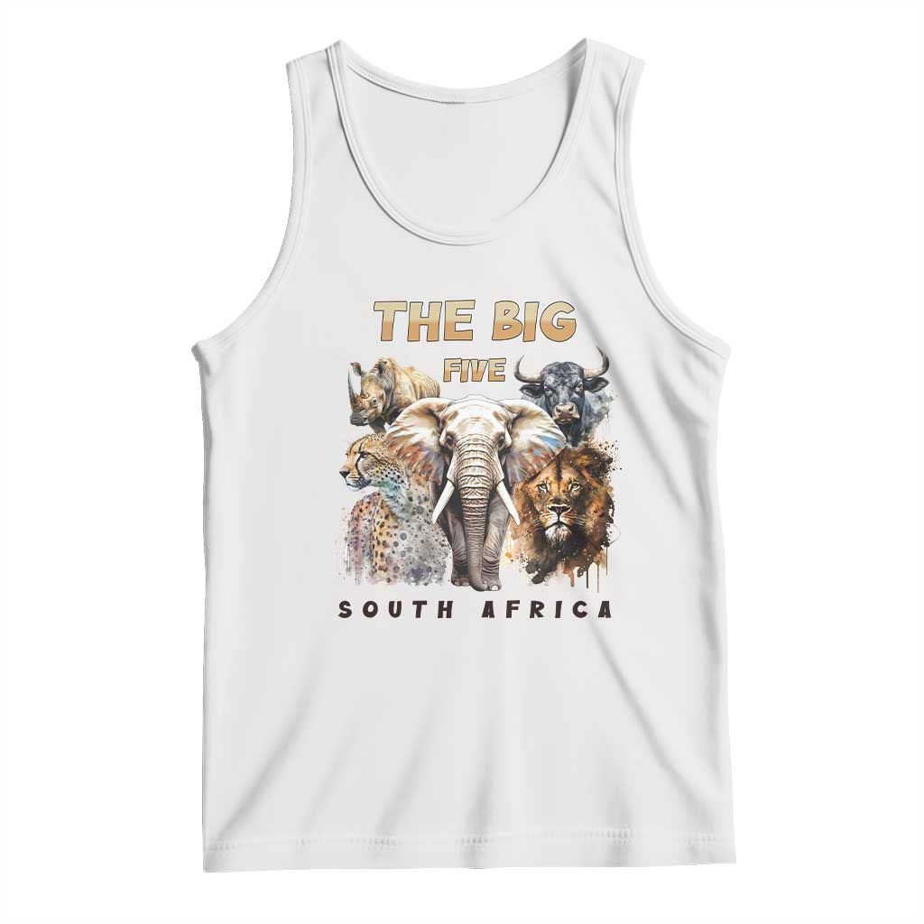 The Big Five South Africa Tank Top Elephant Lion Rhino Buffalo Leopard Animals Safari Wildlife TS02 White Print Your Wear