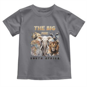 The Big Five South Africa Toddler T Shirt Elephant Lion Rhino Buffalo Leopard Animals Safari Wildlife TS02 Charcoal Print Your Wear