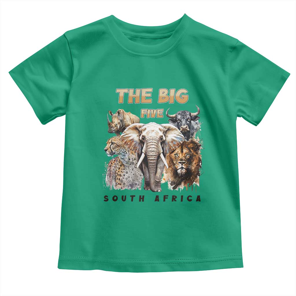 The Big Five South Africa Toddler T Shirt Elephant Lion Rhino Buffalo Leopard Animals Safari Wildlife TS02 Irish Green Print Your Wear