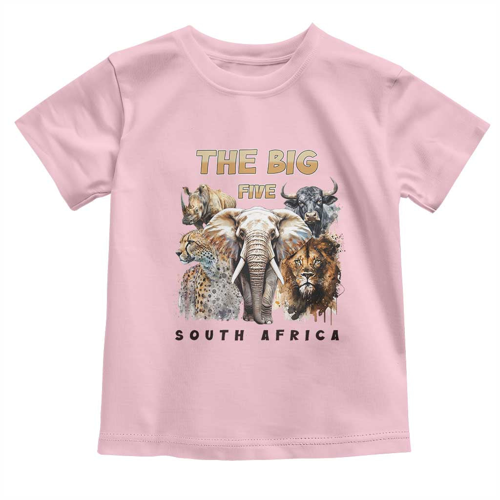 The Big Five South Africa Toddler T Shirt Elephant Lion Rhino Buffalo Leopard Animals Safari Wildlife TS02 Light Pink Print Your Wear