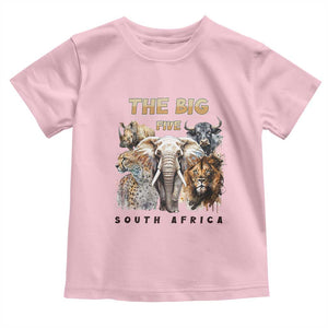 The Big Five South Africa Toddler T Shirt Elephant Lion Rhino Buffalo Leopard Animals Safari Wildlife TS02 Light Pink Print Your Wear