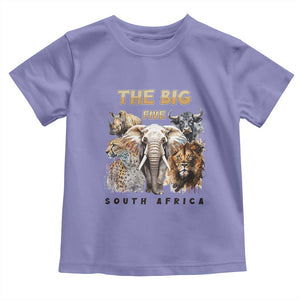 The Big Five South Africa Toddler T Shirt Elephant Lion Rhino Buffalo Leopard Animals Safari Wildlife TS02 Violet Print Your Wear