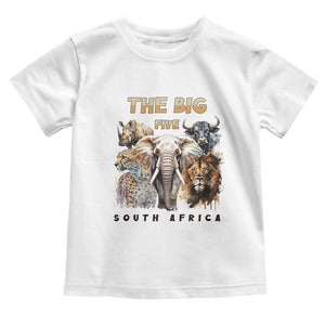 The Big Five South Africa Toddler T Shirt Elephant Lion Rhino Buffalo Leopard Animals Safari Wildlife TS02 White Print Your Wear