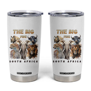 The Big Five South Africa Tumbler Cup Elephant Lion Rhino Buffalo Leopard Animals Safari Wildlife TS02 White Print Your Wear