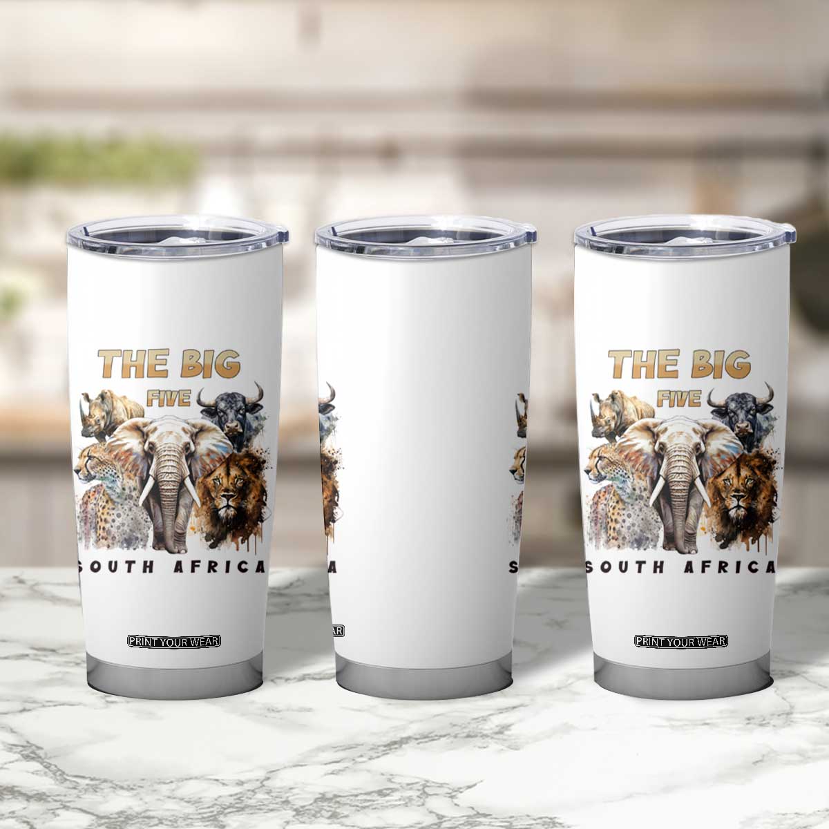 The Big Five South Africa Tumbler Cup Elephant Lion Rhino Buffalo Leopard Animals Safari Wildlife TS02 Print Your Wear